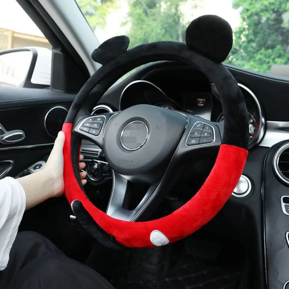 

Car Steering Wheel Cover Universal Cartoon Mouse Summer Winter Warm Plush Lovely Bowknot Cute Wholesale Car Interior Accessories