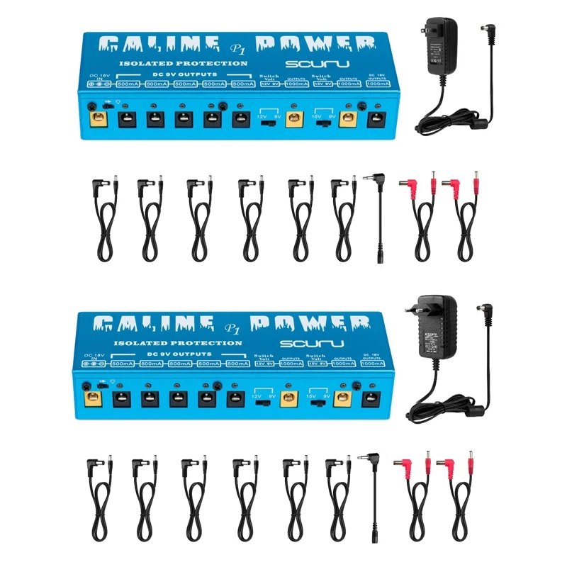 

Caline P1 Isolated Power Supply 18V 2A 36W Guitar Effects Pedal 8 Isolated Outputs Power Supply P1 Blue Color Guitar Accessories