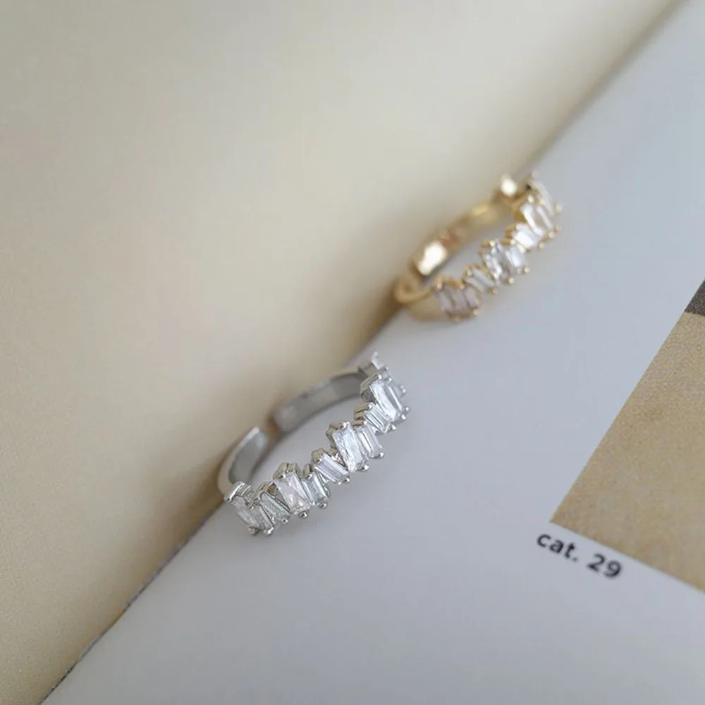 

2021 New Arrival Trendy Rhinestone Round Opening Adjustable Size Rings For Women fashion Crystal Jewelry Fashion
