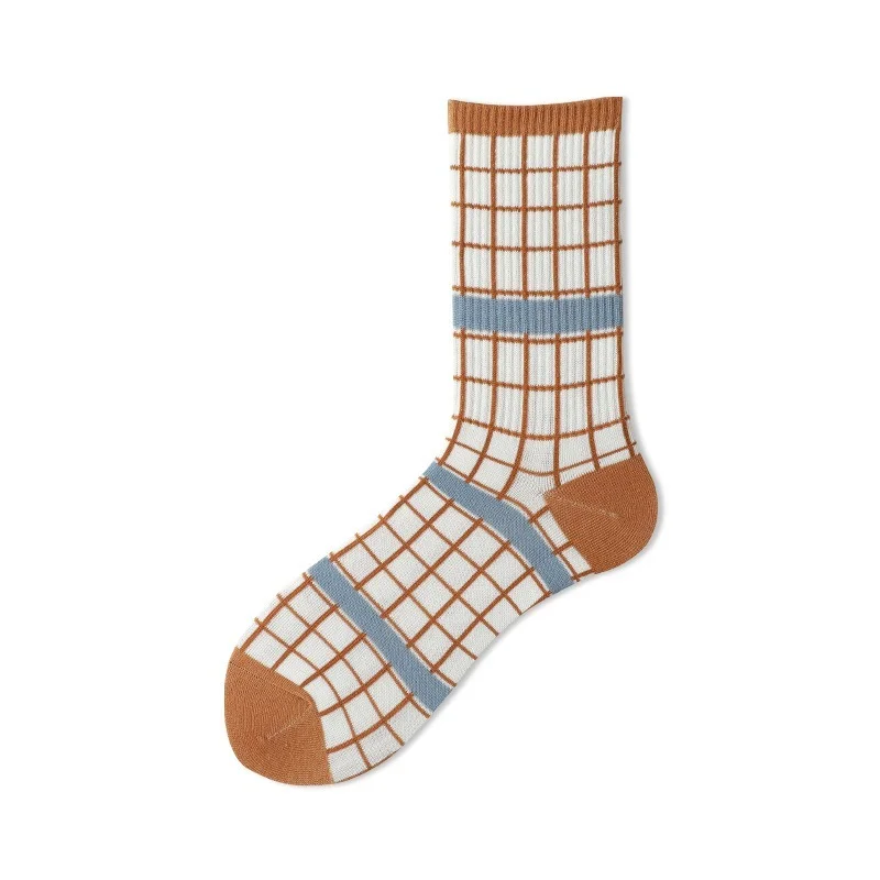 

Socks Women Plaid Woman Sock Cotton Happy Colorful Standard High Sox High Quality Ladies Spring Autumn Trendy Lady Calcetines