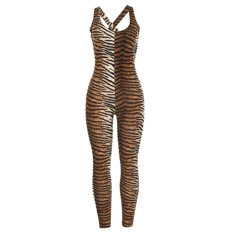 

Women Sexy Leopard Jumpsuit Fitness Clothing Women Hollw Out Sleeveless Bodycon Jumpsuit Gym Workout Bodysuit MD0113