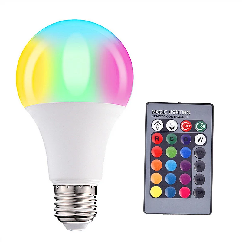 

Dimmable LED Lamp RGB 3W 5W 10W 15W Smart Remote Bulb IR Remote Control+Memory Mode 85-265V Seven Color Home Decor LED Bulb