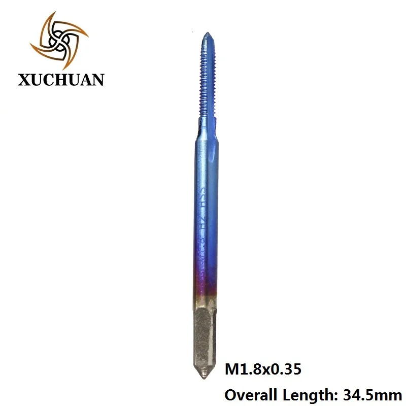 1pc M1.8x0.35 Высокоскоростной стальной 6542 прямой Метчик сверло M1-M1.8 машина кран винт Отверстие Сверло метрический резьбовой кран нано синий с покрытием кран - Цвет: 1pc M1.8x0.35