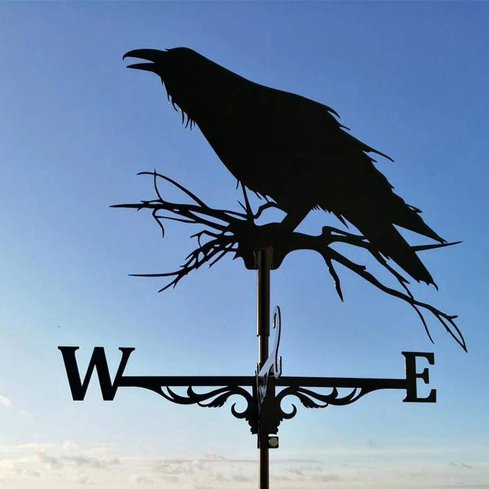 

Wind Vane Handicraft Decoration Durable Retro Crow Model European Style Stainless Steel Iron Art Gardening Supplies