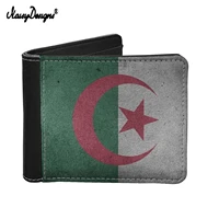 noisydesigns 2021 flag of algeria printed design men pu purse short foldable money bags male open pocket creadit card holder