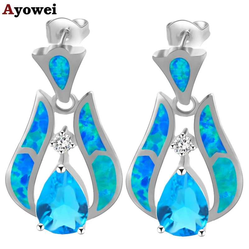 Ayowei модные высококачественные синие огненные опалы серебряные штампованные для