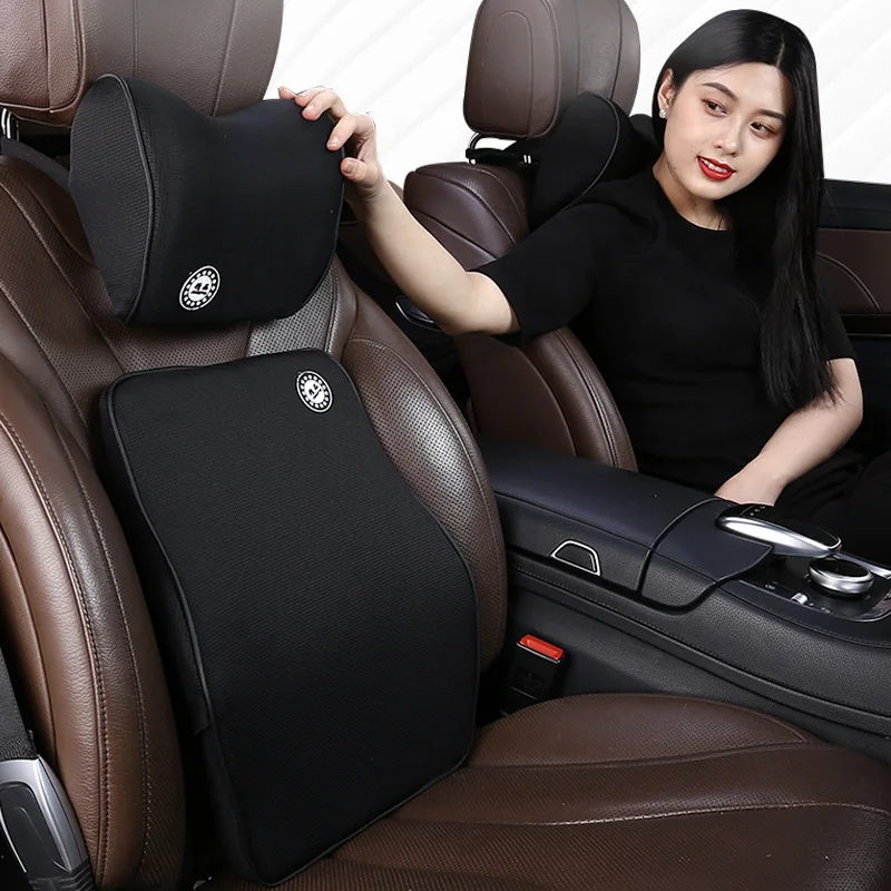 

2021 Memory Cotton Pillow Neck Pillow Lumbar Cushion Car Seat Pillow Car Accessories Lumbar Pillow Set Easy Install Universal