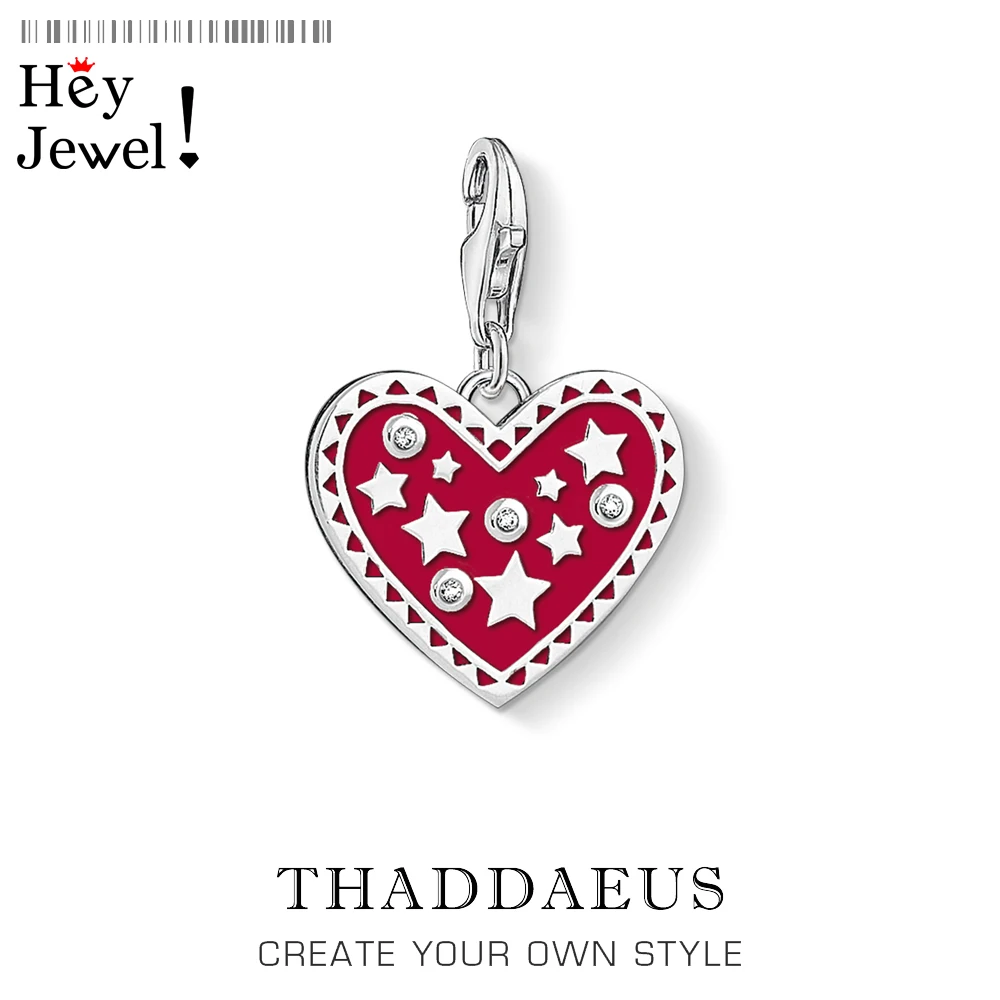 Красное сердце со звездами Подвески Европа Ювелирные изделия Аксессуары Findings 925