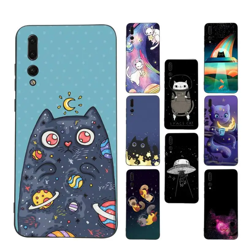 

Cute Space Happy Cats Phone Case Soft Silicone Case For Huawei p 30lite p 30 20pro p40lite P30