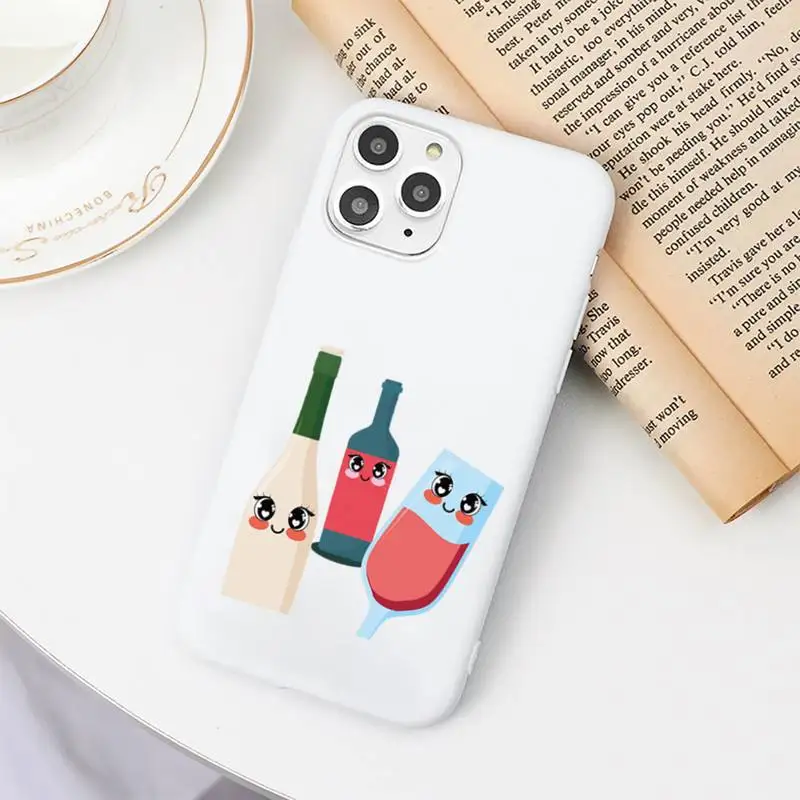 

Coffee Wine Cup red design Phone Case Candy Color for iPhone 6 6S 7 8 11 12 XS X SE 2020 XR mini pro Plus MAX funda