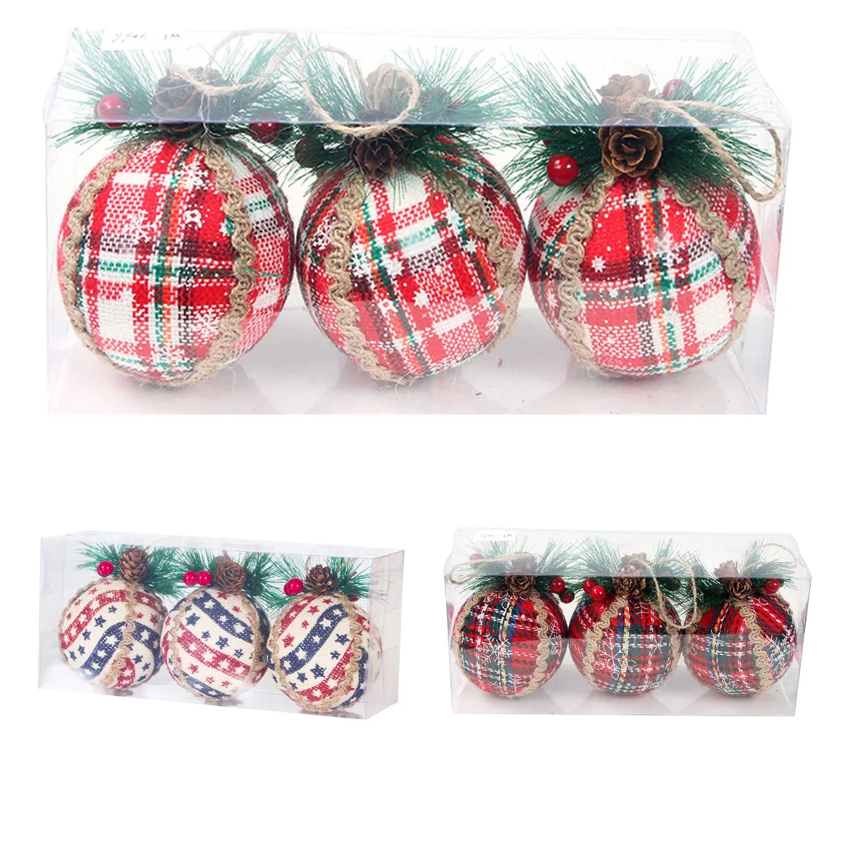 

3pcs 8cm Christmas Balls Ornaments Xmas Tree Hanging Balls Bauble Pendants for New Year Navidad Home Decoration