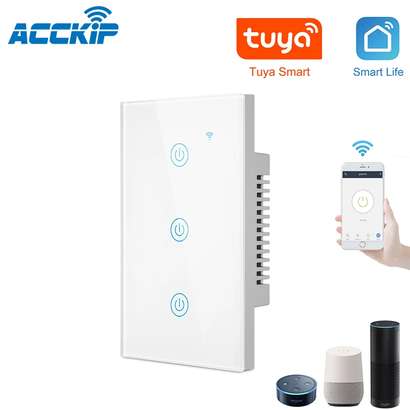 ACCKIP умный выключатель света беспроводной настенный сенсорный переключатель WiFi