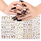 Горячая Распродажа 3D наклейки на ногти бабочки золотые серебряные красочные наклейки для ногтей голографический клей DIY маникюр женщины красота дизайн ногтей украшение