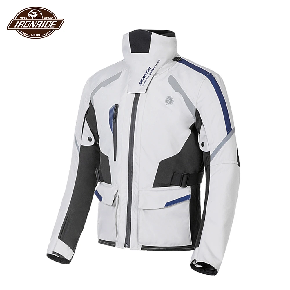 Мужская мотоциклетная куртка SCOYCO ветрозащитная Chaqueta со съемной подкладкой для
