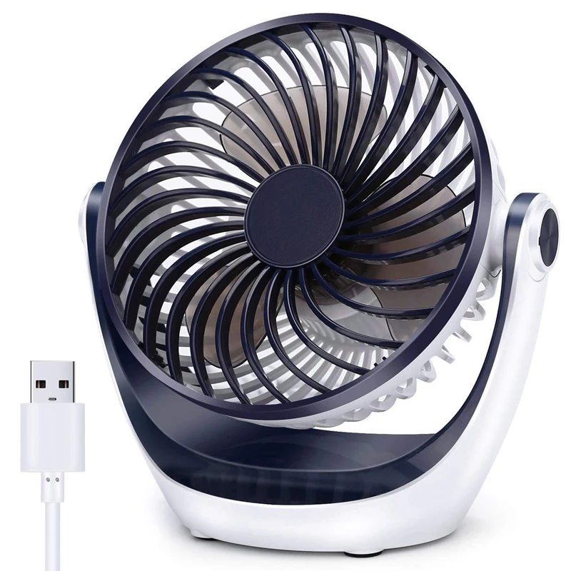 

Desk Fan Small Table Fan With Strong Airflow Ultra Quiet Portable Fan Speed Adjustable Head 360°Rotatable Mini Personal Fan For