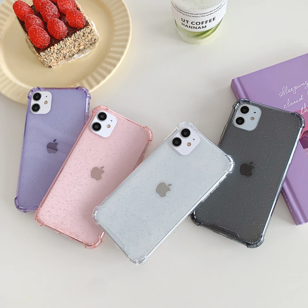 Флуоресцентный Блестящий Прозрачный чехол из ТПУ для телефона IPhone 11 Pro XR XS Max 12 2 8 7