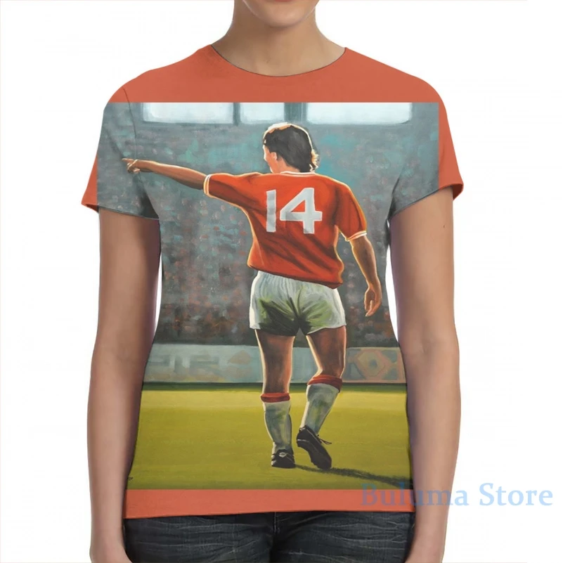 Мужская и женская футболка с принтом Johan Cruyff оранжевый Je nr 14 модная коротким