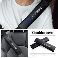 2pcs car logo carbon fiber seat safety belt cover case shoulder pad for volvo r design v40 v70 v50 v60 xc60 xc90 s40 s60 s80 c30