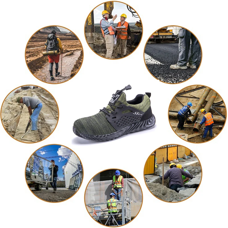 

New Safety Shoes For Men Steel Toe Shoes Construction Industrial Shoes Work Sneakers Anti-puncture Security Shoes Plus Size 50