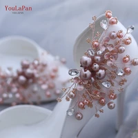 topqueen x18 2pcs elegant rhinestone pearl shoes clips flower dress hat wedding party fashion shoes buckle high heel decoration