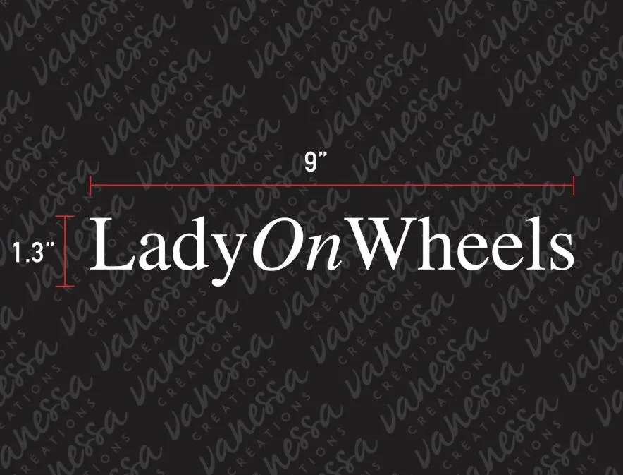 

For 2X LADY ON WHEELS sticker funny vinyl decal white