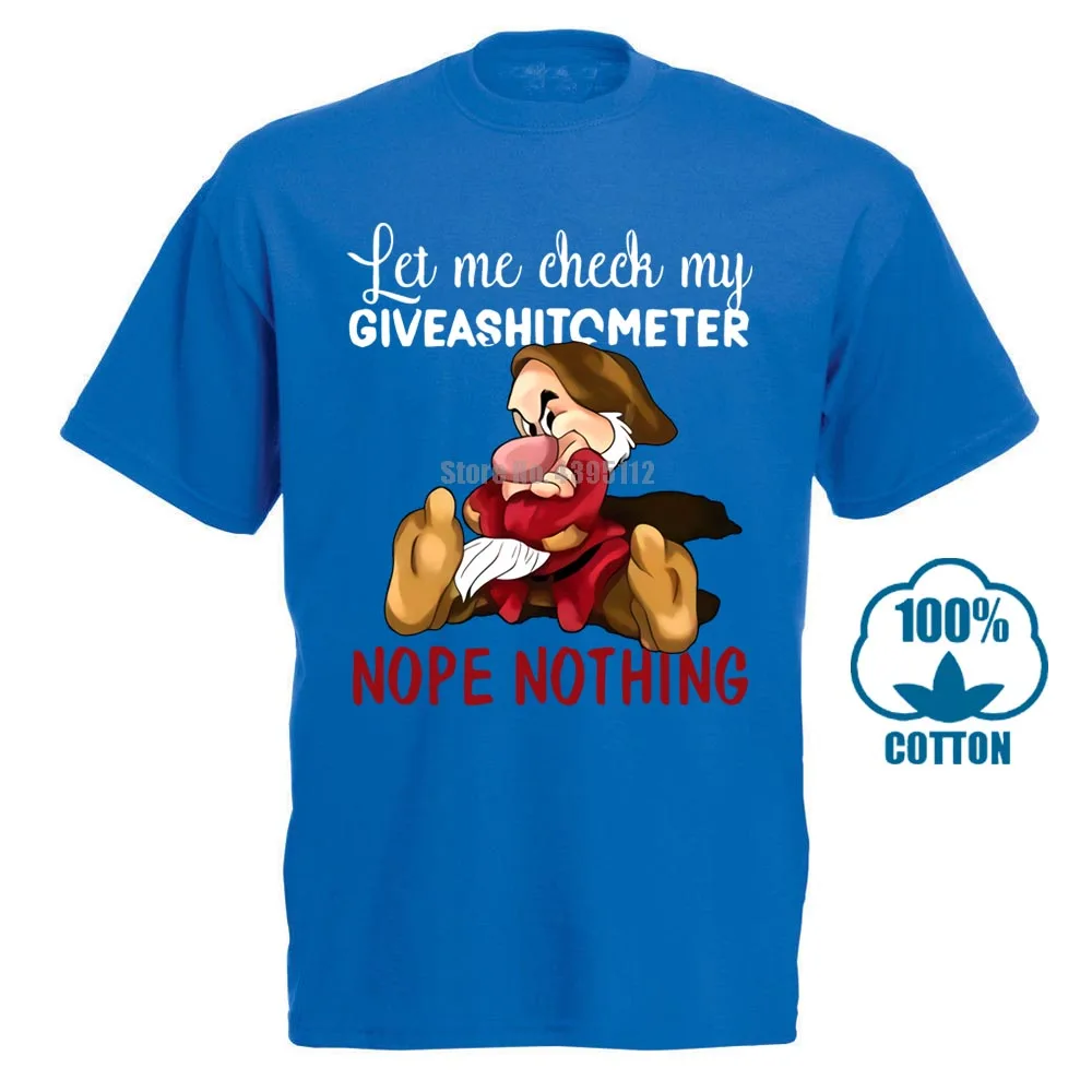 Синий Grumpy позвольте мне проверить мой Giveashittometer футболка черный хлопок Мужчины Сделано в США - Цвет: Синий