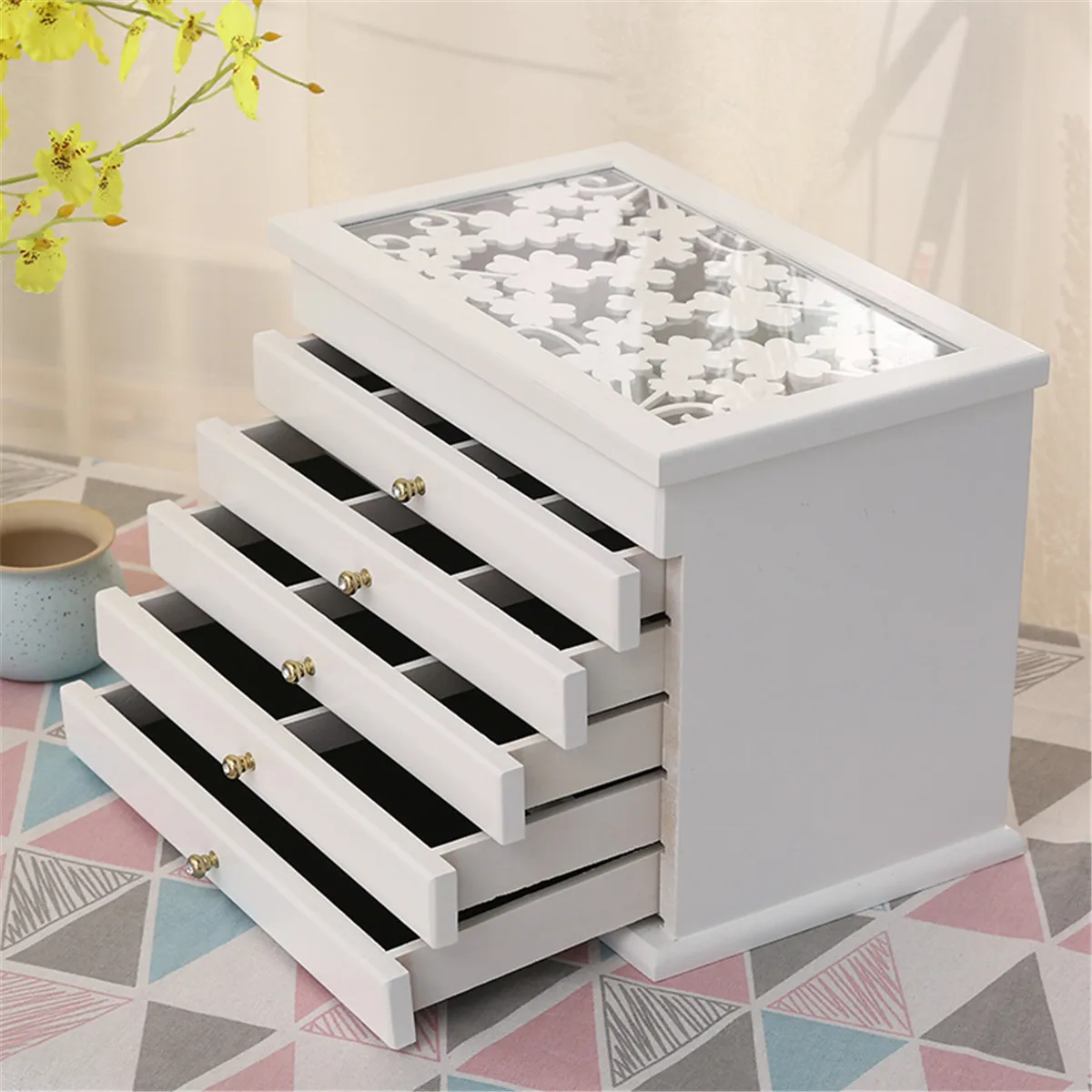 Шкатулка для украшений 6 ярусный деревянный роскошная многослойная в стиле ретро