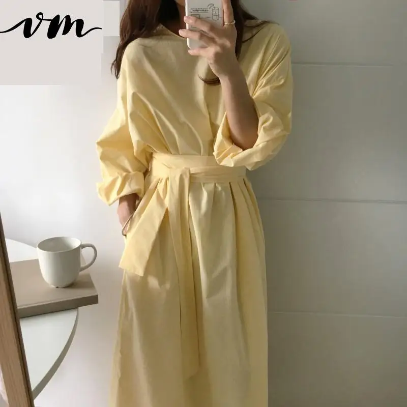 Женское длинное платье рубашка винтажное Хлопковое свободного кроя летнее в