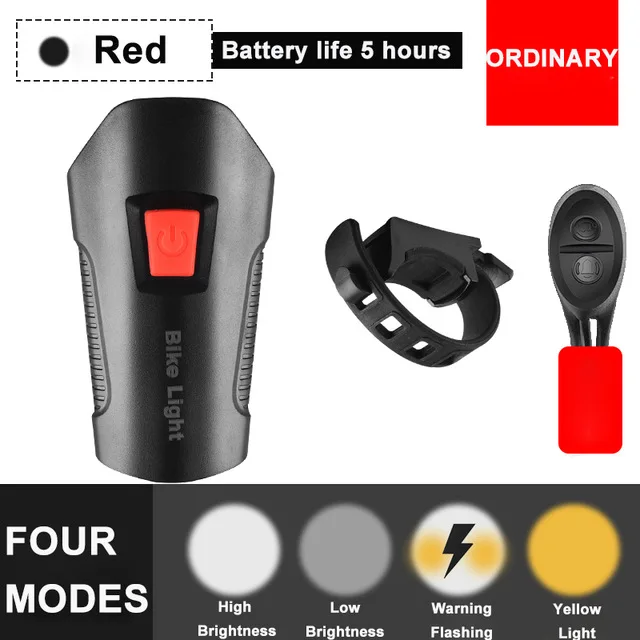 Ordinary Red 3 в 1 светильник для горного велосипеда с зарядкой от usb, велосипедный передний светильник, светильник-вспышка на руль, велосипедный головной светильник, измеритель скорости, ЖК-экран - Цвет: Ordinary Red