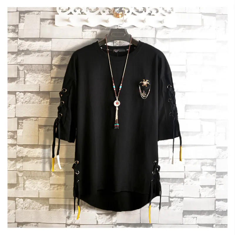 

Summer Personality Trend Men's Short-sleeved Mid-length Loose T-shirt Couple Men and Women Half-sleeved Fashion Trend