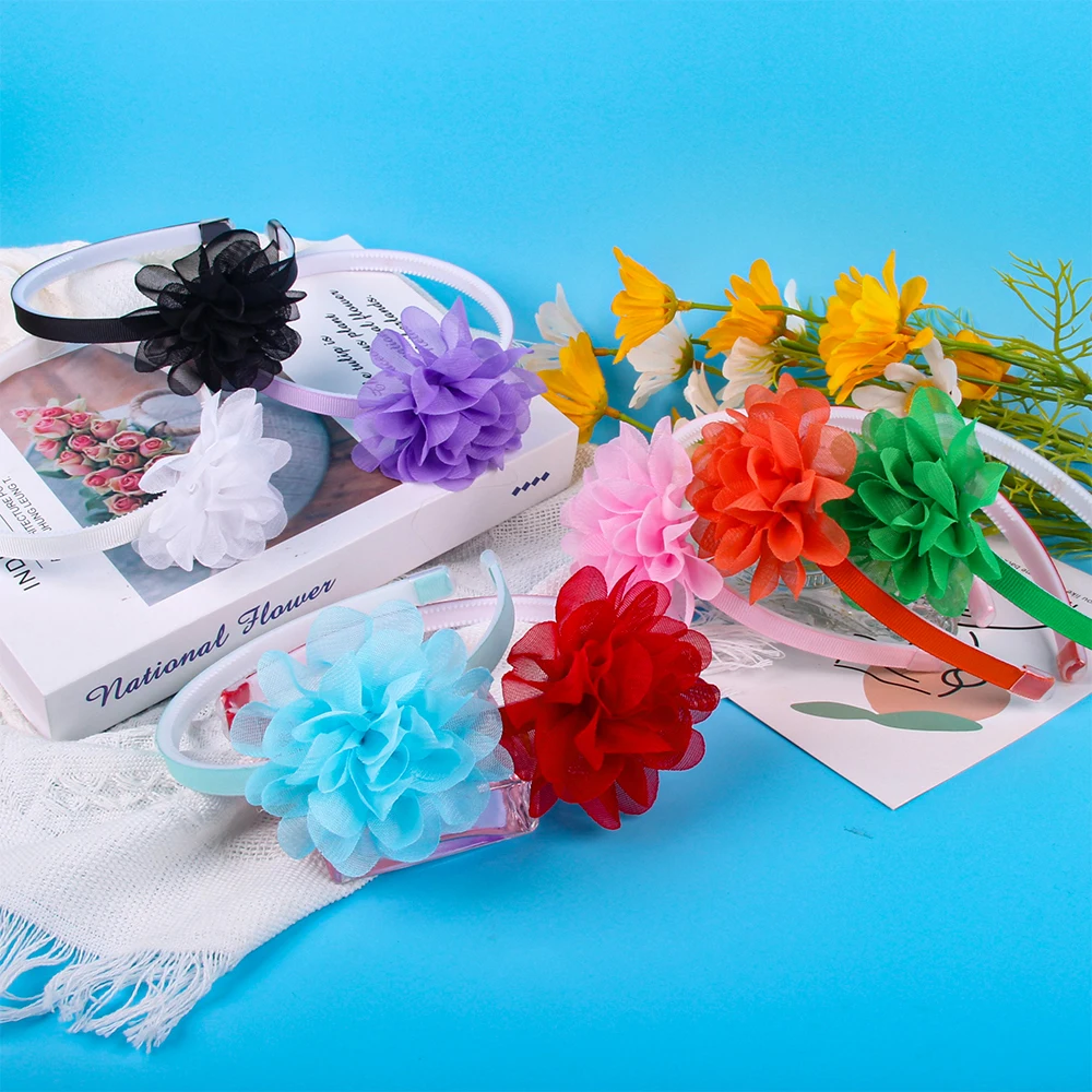 

Высококачественная повязка для волос Candygirl, однотонная повязка на голову, модная повязка на голову с большими цветами для детей, аксессуары ...