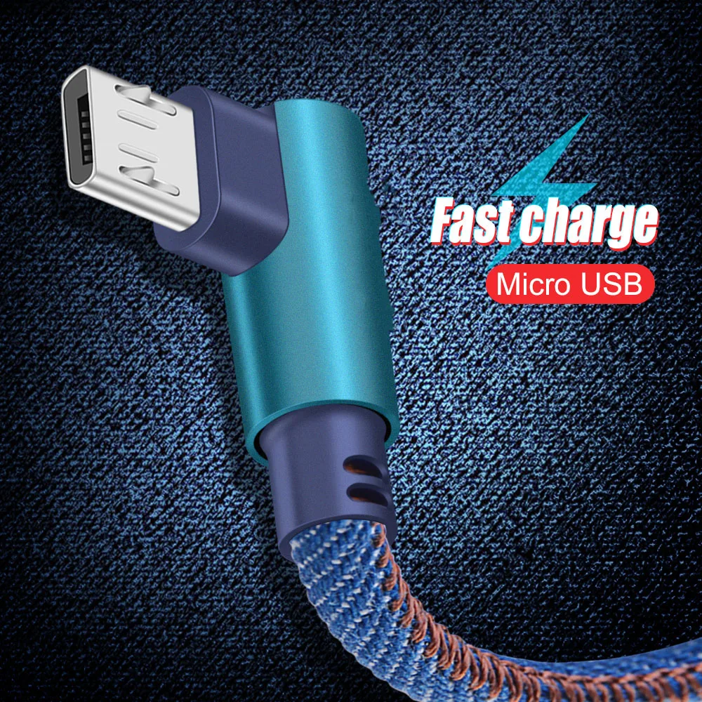 Кабель Olnylo Micro USB кабель для быстрой зарядки и передачи данных на 90 градусов Huawei