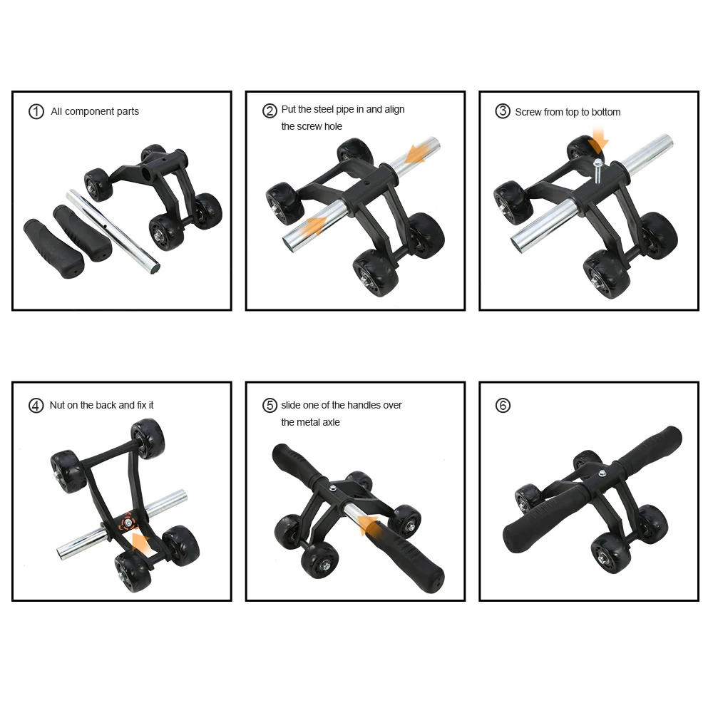

Fitness Equipment Sport Home Gym 4-wheel Power Wheel Fitness Set Workout Crossfi Push Up Bar Muscle Trainer Wheel Roller Kit