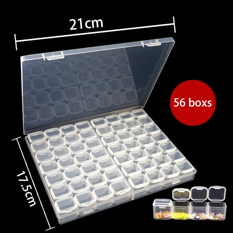 

New Sale 28/56 Slots Diamond Painting Plastic Storage Box Embroidery Accessory Case Clear Beads Storage Boxes Cross Stitch Tools