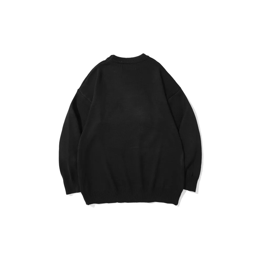 

SEVEYFAN Men's Fashion Cartoon Bear Flocking Sweaters BF Loose Cotton Kintwear Hip Hop Pullover Sweater for Couples