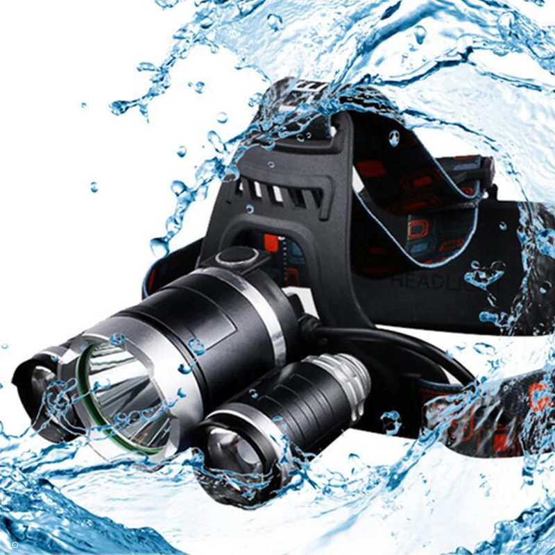 

T6+2XPE headlamp 3000lumens waterproof headlight 18650x2 battery caving light patrolling rescuing flashlight camping torch