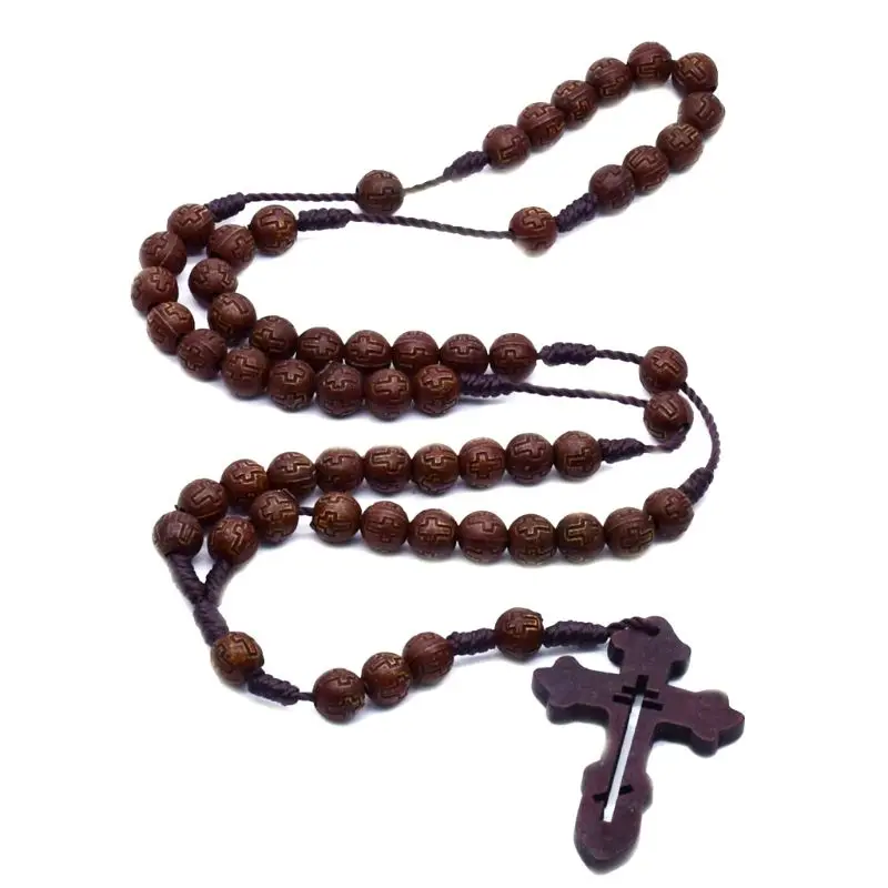 Мужская подвеска с крестом из католического розария ручной работы религиозная