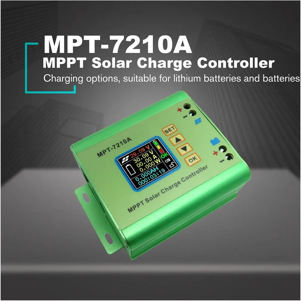 New MPT-7210A Color LCD Display MPPT Solar Panel Charge Controller 24/36/48/60/72V Boost Solar Battery Controllers