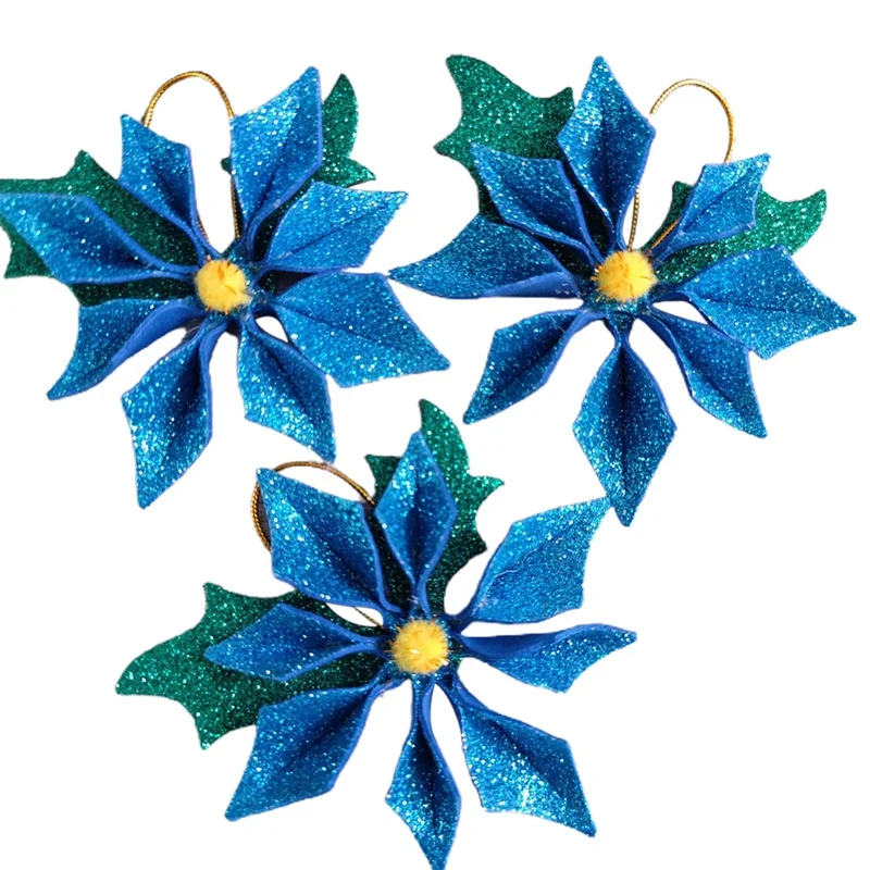 

3pcs Artifical Christmas Flowers Christmas Tree Decorations for Home Fake Flowers Xmas Ornaments New Year Party Decor