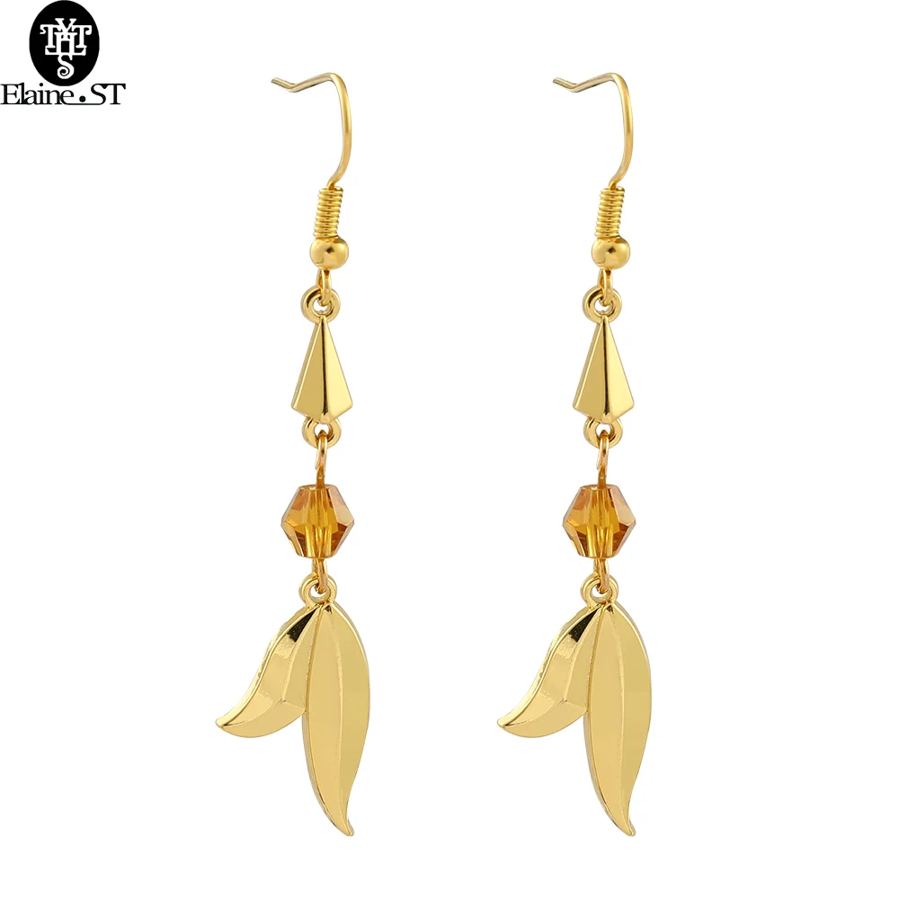 

Оптовая продажа, 10 шт., ударные серьги Genshin, новинка 2021, аниме «Путешественник», перо, металлическая подвеска, косплей, реквизит для вечеринки...