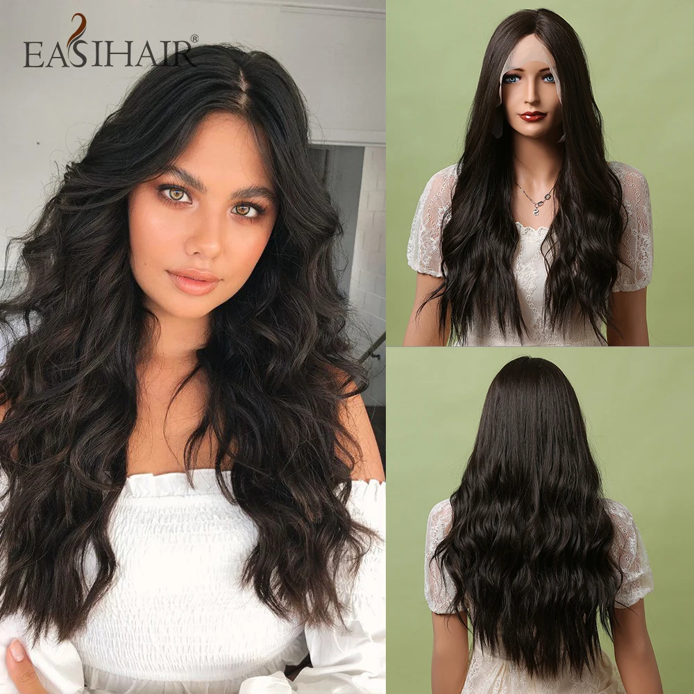 

EASIHAIR Long Light Brown Lace Front Wigs Synthetic Natural Hair Lace Frontal Wigs for Women Cosplay Wigs Heat Resistant
