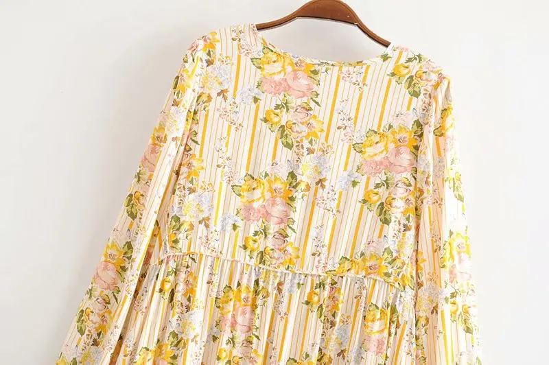 Женское винтажное платье-миди Пляжное Платье из вискозы с цветочным принтом и