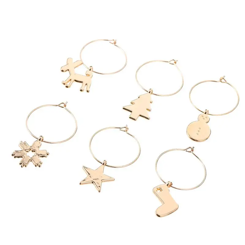 6 шт. металлическая чашка кольца Рождество Опора декоративный бокал для вина