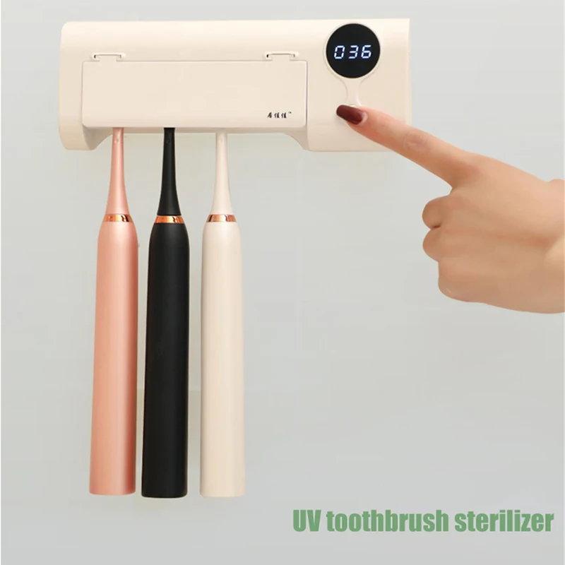 

PEISI UV Toothbrush Holder Toothpaste Dispenser Energy Bathroom Toothbrush Storage Box Household Multi-Function Storage Holder