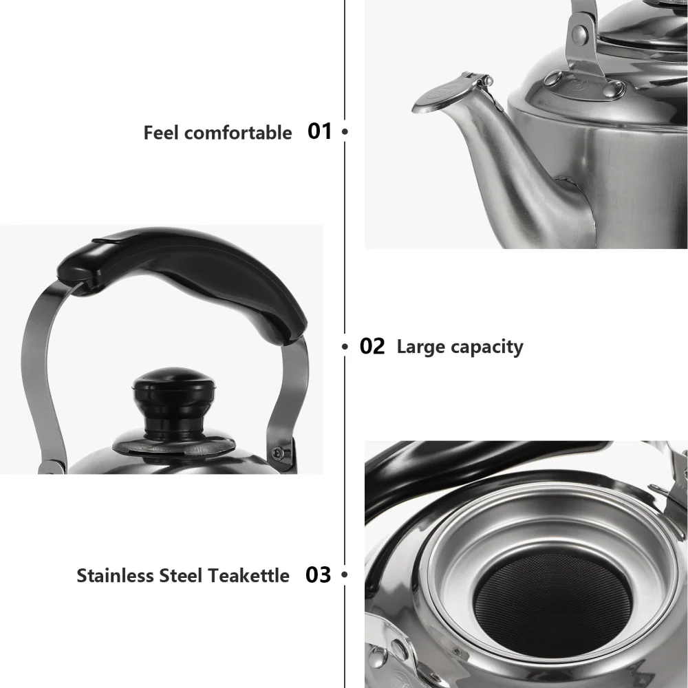 

1Pc 2L Stainless Steel Tea Kettle Water Container with Strainer (Silver)
