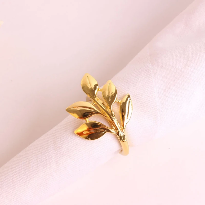 

6Pcs Fall Leaves Napkin Rings Christening Metal Wedding Gifts Party