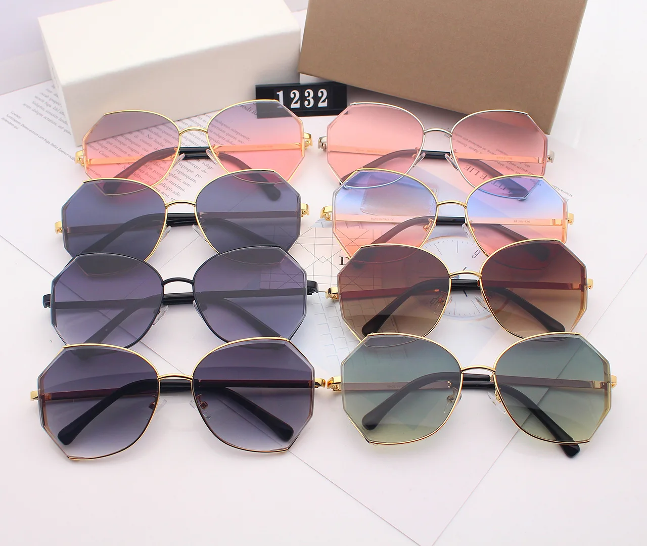 

Original Designer Brand Metal Polygon Polarized Sunglasses Women Driving Frame Irregular Shades Glasses Gradient Eyewear UV400