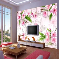 self adhesive 3d wallpaper luxury pink flower fish living room tv sofa wall mural home decor