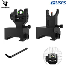 Bugleman Fiber Optics Flip Up Iron Sight Front & Rear Fiber Sights Foldable Iron Tactical Sights Fit Picatinny Weaver Rail