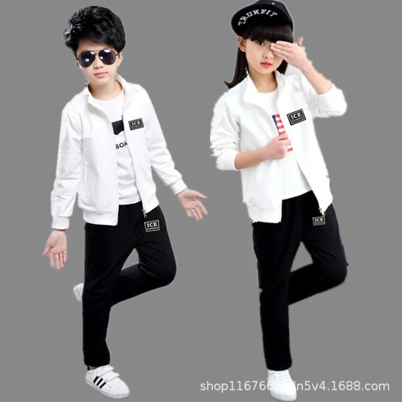 Спортивный костюм для мальчиков и девочек кофта с длинным рукавом штаны комплект